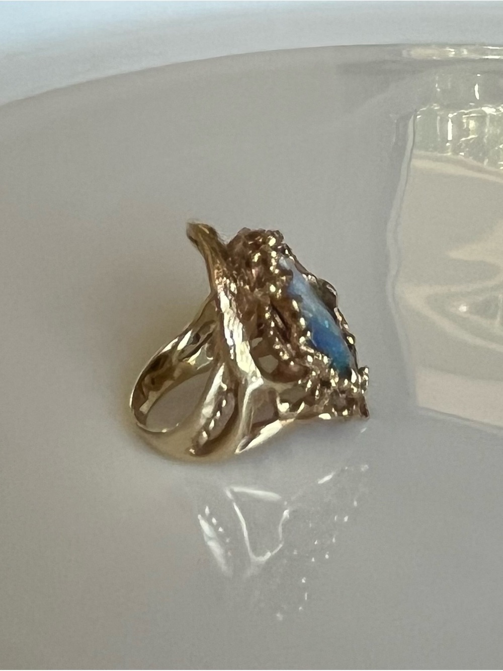 14k Gold Opal Doublet Fish Ring - Picture 5 of 14